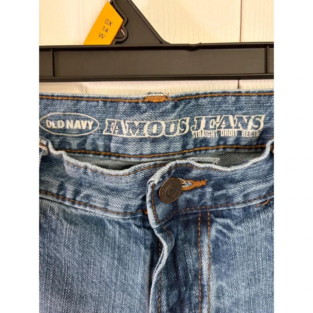 Old Navy Famous Jeans Mens 36x30 Blue Straight Leg Denim Medium Wash 100% Cotton - Picture 3 of 4